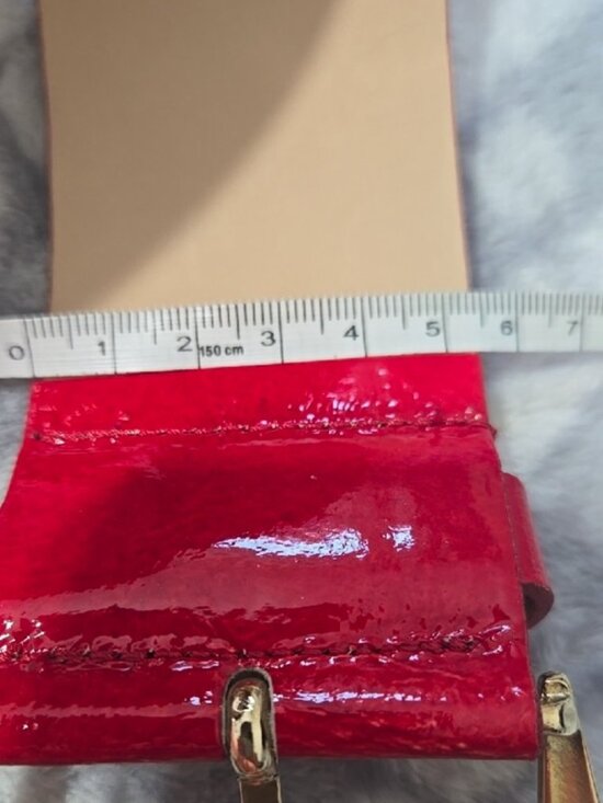 Vintage Twiggy Firenze Red Patent Leather Wide Belt Gold Buckle main image 4